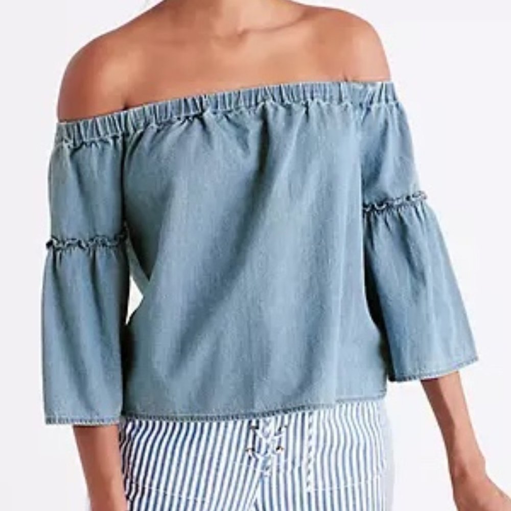 Madewell Denim Chambray Off the Shoulder Top Sz Small